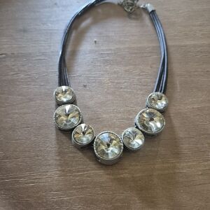 Crystal Accent Statement Necklace in Clear and Black